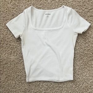 Hollister Women's white square neck baby tee